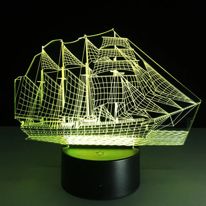 Creative 3D Sailboat Lamp – Perfect Gift for Her