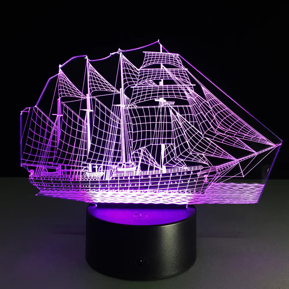 Creative 3D Sailboat Lamp – Perfect Gift for Her