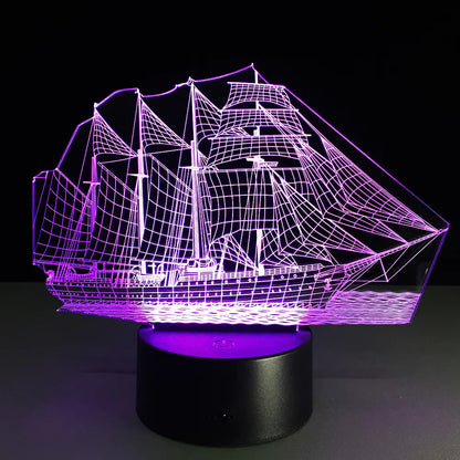 Creative 3D Sailboat Lamp – Perfect Gift for Her