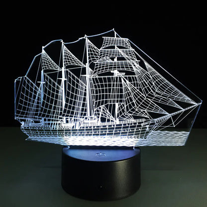 Creative 3D Sailboat Lamp – Perfect Gift for Her