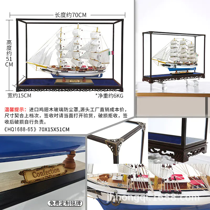 Modelo de Barco Velero - Artesanía de Madera Real para Decoración del Hogar