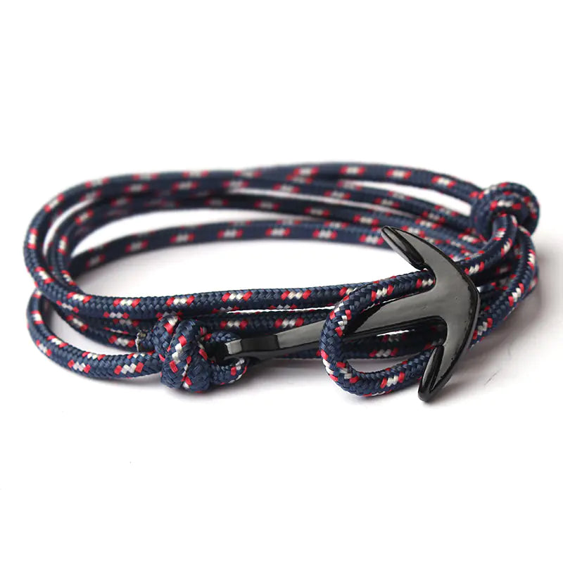 Diseño de Pulsera Tejida con Ancla de Barco Naval