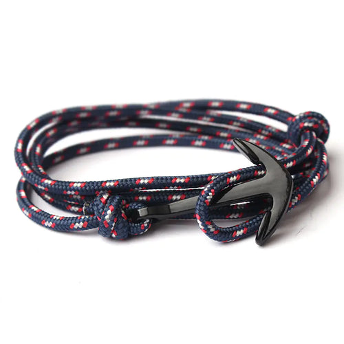 Diseño de Pulsera Tejida con Ancla de Barco Naval