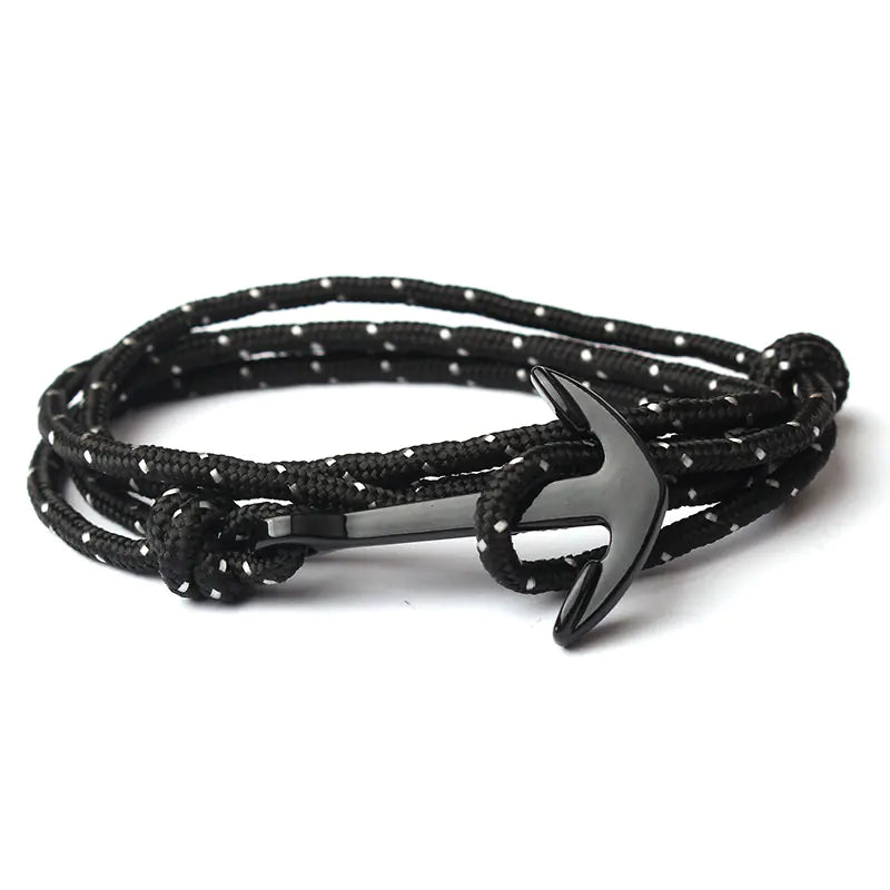 Diseño de Pulsera Tejida con Ancla de Barco Naval