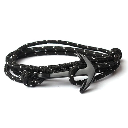 Diseño de Pulsera Tejida con Ancla de Barco Naval