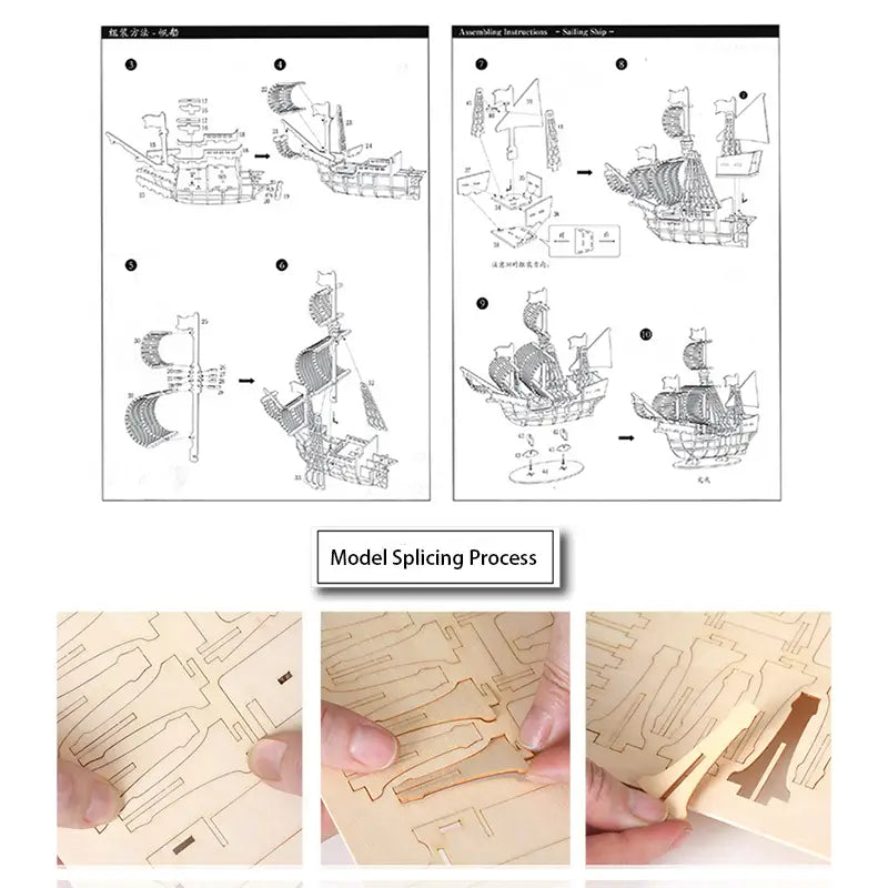 Modelo para Armar de Velero de Madera en 3D para Adultos