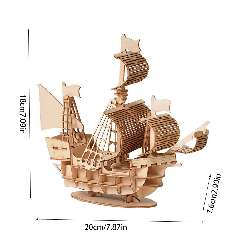 Modelo para Armar de Velero de Madera en 3D para Adultos